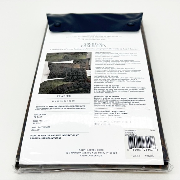 Ralph Lauren Frazier Paisley King Pillow Sham Olive Green Burgundy Blue New NWT - Picture 6 of 7